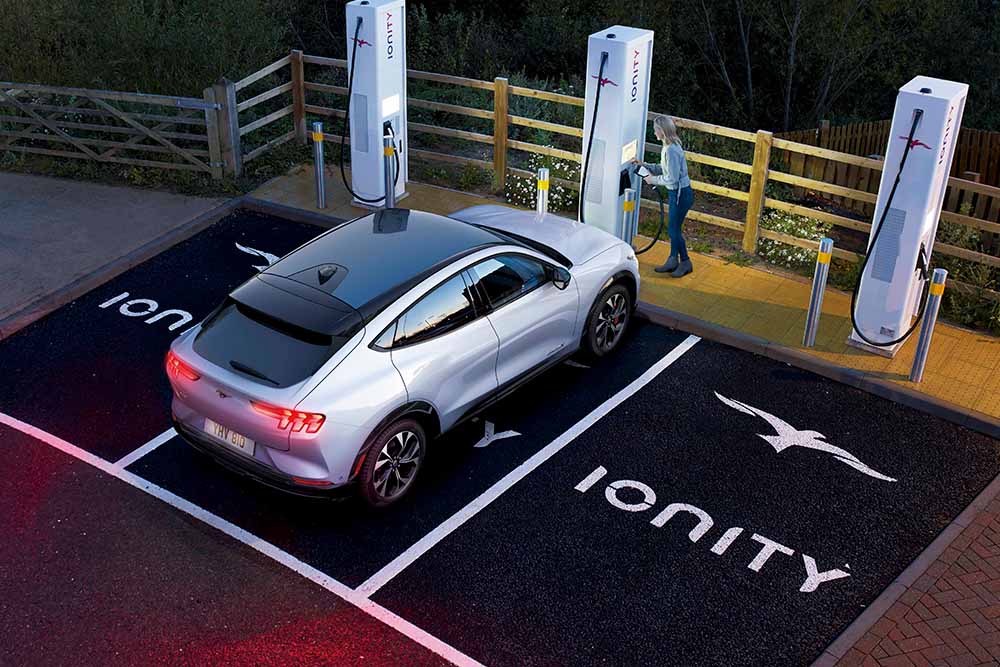 Ford Mustang Mach-E at Ionity charging station