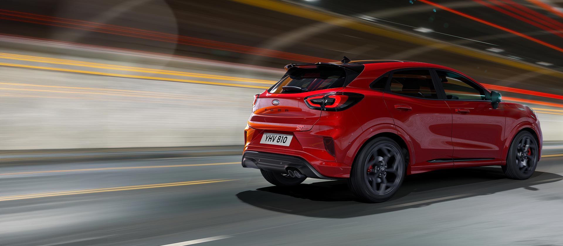 The New Ford Puma ST driving in a tunnel